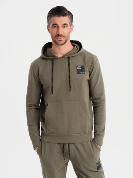 Ombre Clothing Moška jopica s kapuco + trenirka - olivna
