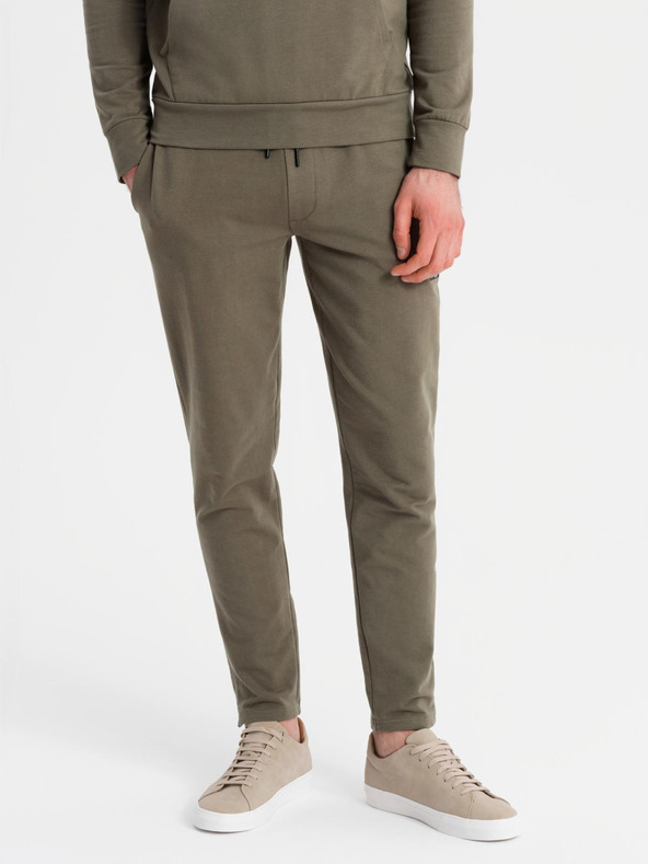 Ombre Clothing Moška jopica s kapuco + trenirka - olivna