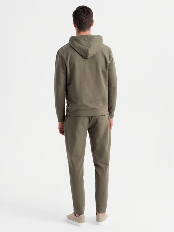 Ombre Clothing Moška jopica s kapuco + trenirka - olivna