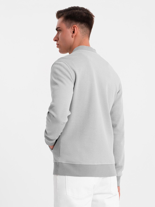 Ombre Clothing Moška pletena bomber jakna - siva