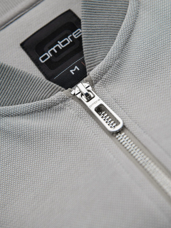 Ombre Clothing Moška pletena bomber jakna - siva
