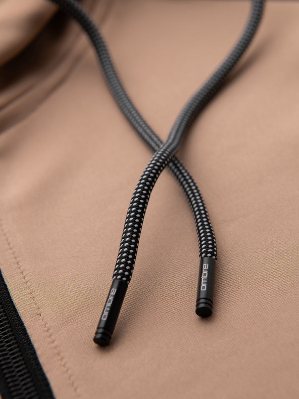 Ombre Clothing Moška zapenjiva jopica s kapuco in robovi - bež