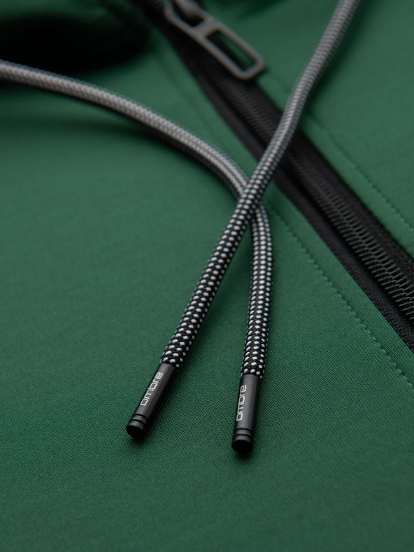 Ombre Clothing Moška zapenjiva jopica s kapuco in robovi - temno zelena