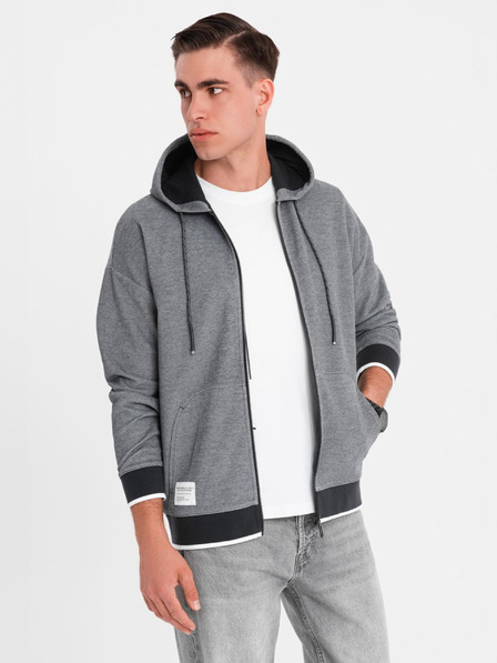 Ombre Clothing Moška mehko strukturirana jopica s kapuco - črna