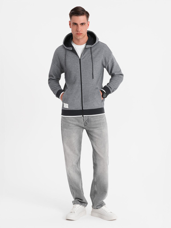 Ombre Clothing Moška mehko strukturirana jopica s kapuco - črna