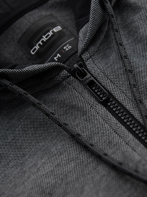 Ombre Clothing Moška mehko strukturirana jopica s kapuco - črna