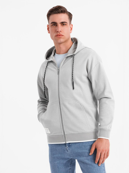 Ombre Clothing Moška mehko strukturirana jopica s kapuco - siva