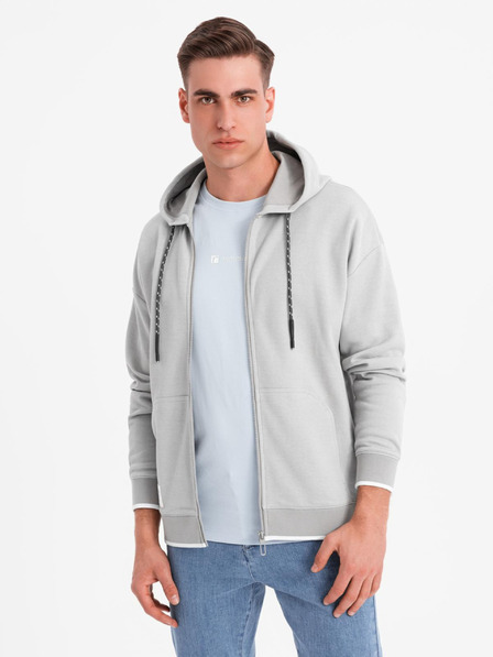 Ombre Clothing Moška mehko strukturirana jopica s kapuco - siva