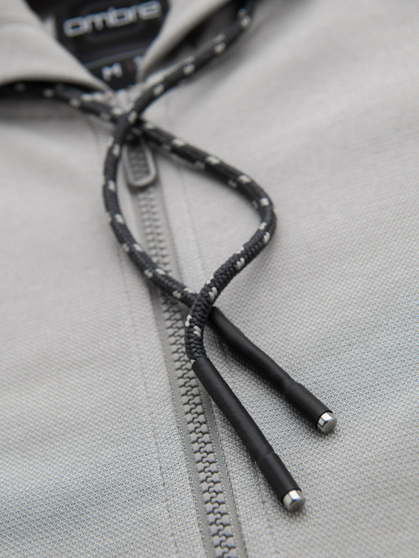 Ombre Clothing Moška mehko strukturirana jopica s kapuco - siva