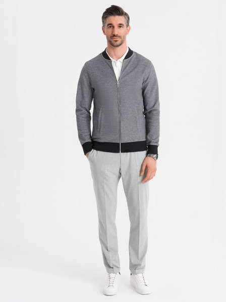 Ombre Clothing Moška pletena bomber jakna - črna