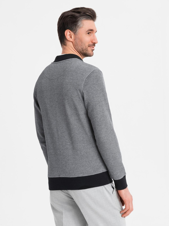 Ombre Clothing Moška pletena bomber jakna - črna