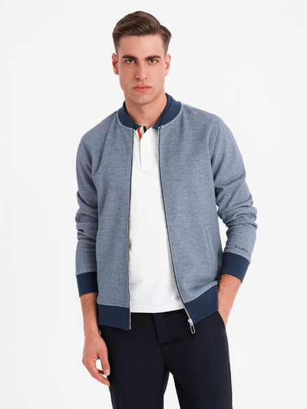 Ombre Clothing Moška pletena bomber jakna - temno modra