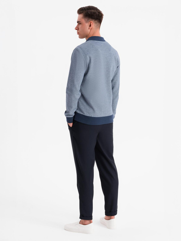 Ombre Clothing Moška pletena bomber jakna - temno modra