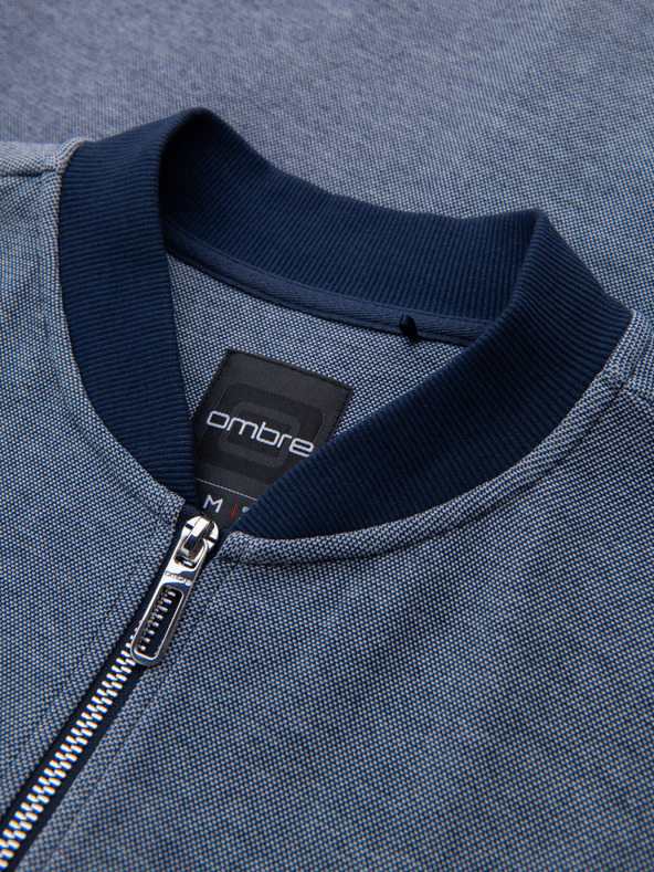 Ombre Clothing Moška pletena bomber jakna - temno modra
