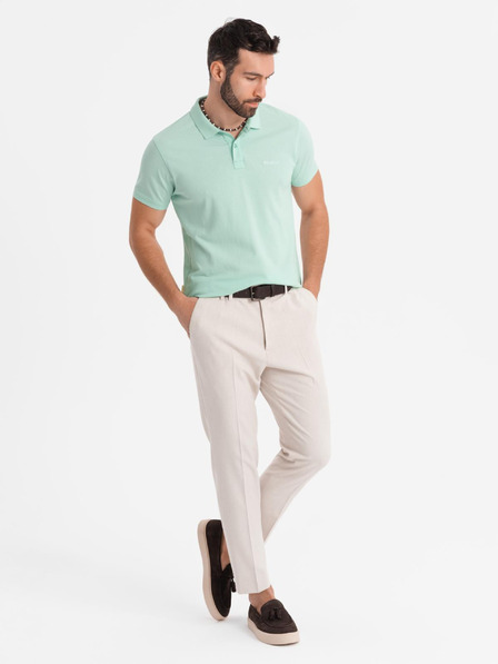Ombre Clothing Bombažna polo majica iz piqué pletenine - meta