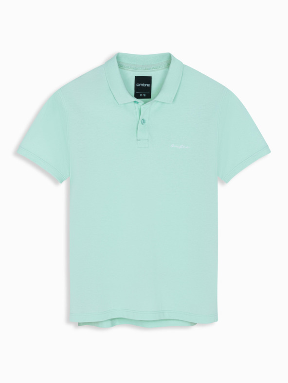 Ombre Clothing Bombažna polo majica iz piqué pletenine - meta