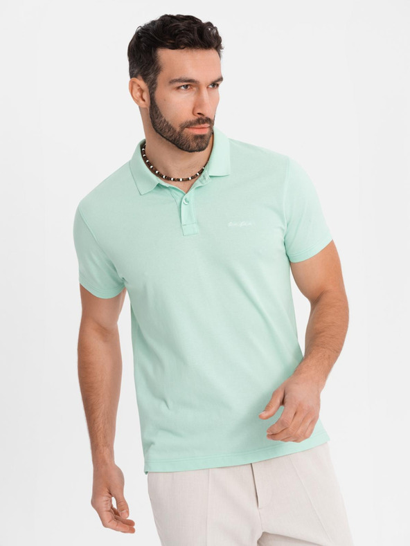 Ombre Clothing Bombažna polo majica iz piqué pletenine - meta