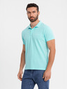 Ombre Clothing Bombažna polo majica iz piqué pletenine - modra