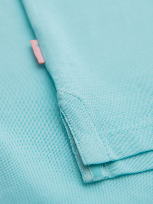 Ombre Clothing Bombažna polo majica iz piqué pletenine - modra