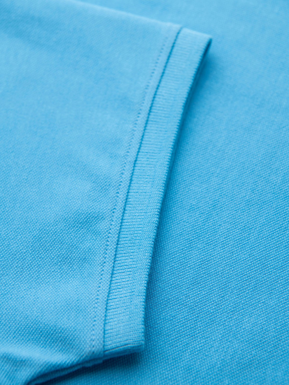 Ombre Clothing Bombažna polo majica iz piqué pletenine - svetlo modra