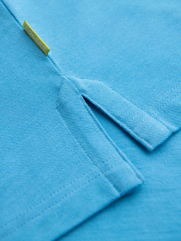 Ombre Clothing Bombažna polo majica iz piqué pletenine - svetlo modra