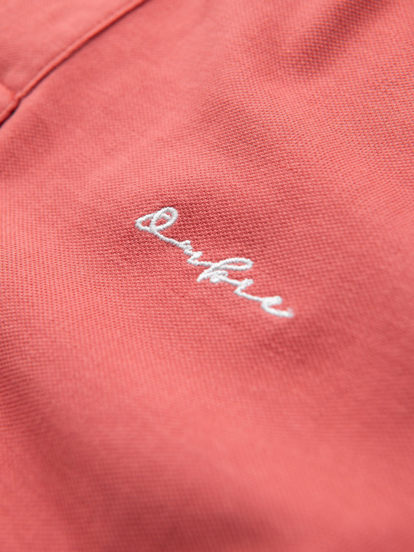 Ombre Clothing Bombažna polo majica iz piqué pletenine - koralna