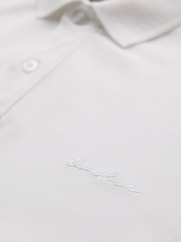 Ombre Clothing Bombažna polo majica iz piqué pletenine - kremna