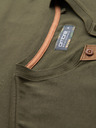 Ombre Clothing Moška majica z gumbi in semiš robom - temno olivna