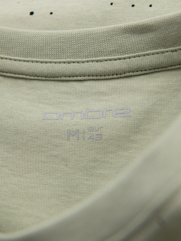 Ombre Clothing Moška bombažna majica s potiskom in okroglim izrezom - mint