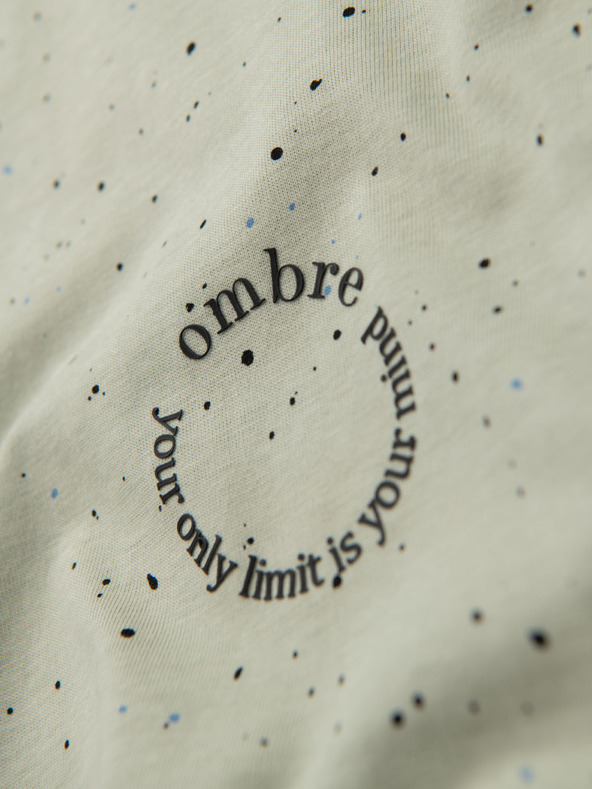 Ombre Clothing Moška bombažna majica s potiskom in okroglim izrezom - mint