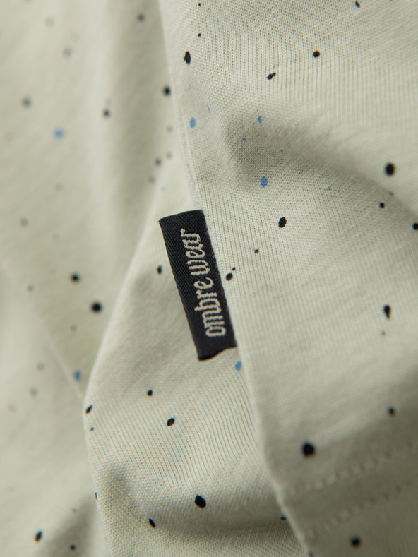 Ombre Clothing Moška bombažna majica s potiskom in okroglim izrezom - mint