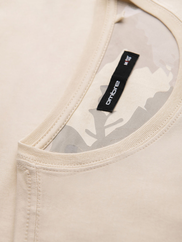 Ombre Clothing Moška bombažna majica s potiskom žepa - turkizna