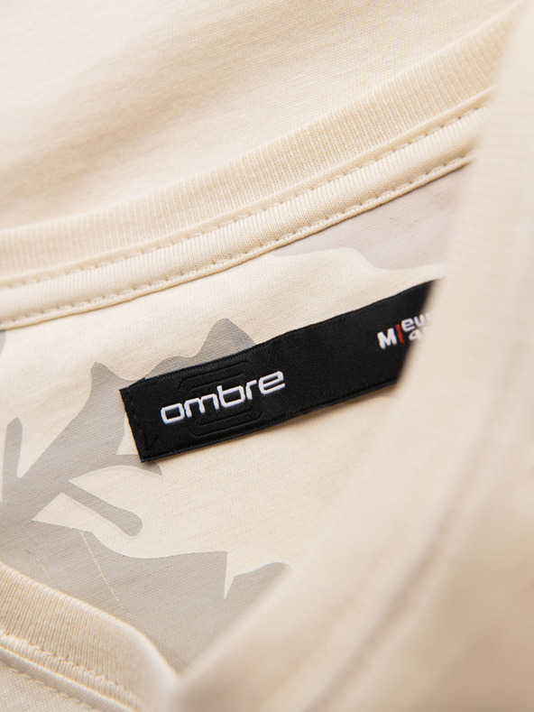 Ombre Clothing Moška bombažna majica s potiskom žepa - turkizna