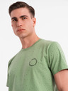 Ombre Clothing Moško bombažno majico s tiskom in okroglim izrezom - zeleno
