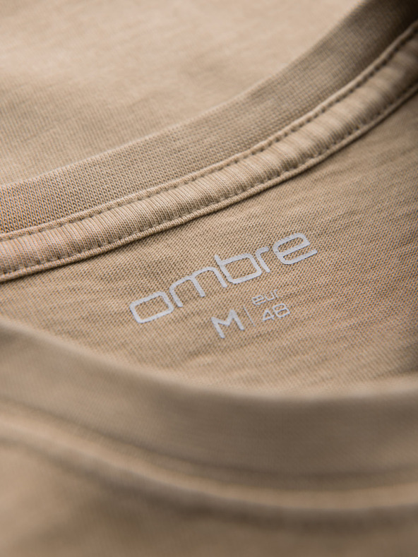 Ombre Clothing Bombažno majico s tiskom na prsih in hrbtu - temno bež