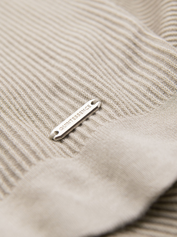 Ombre Clothing Moško pleteno majico z gumbi pri izrezu - svetlo sivo