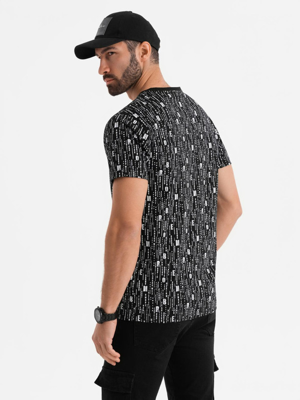 Ombre Clothing Bombažno majico s tiskom in okroglim izrezom - črno