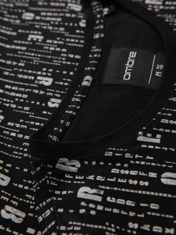 Ombre Clothing Bombažno majico s tiskom in okroglim izrezom - črno