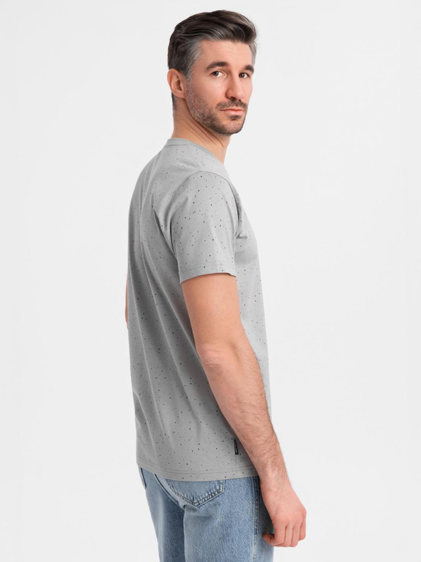 Ombre Clothing Moško bombažno majico s tiskom in okroglim izrezom - svetlo sivo
