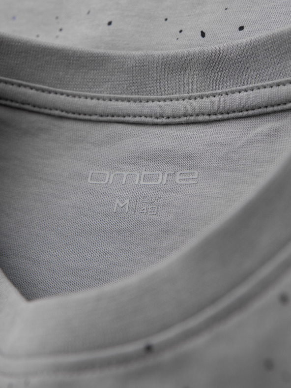Ombre Clothing Moško bombažno majico s tiskom in okroglim izrezom - svetlo sivo