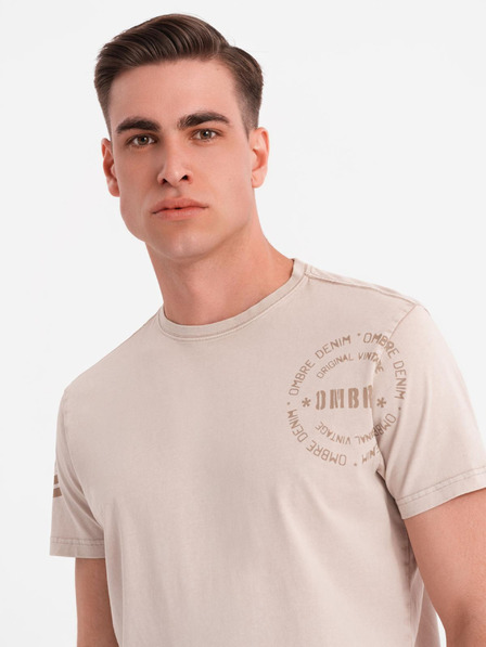 Ombre Clothing Bombažno majico s tiskom in okroglim izrezom - črno
