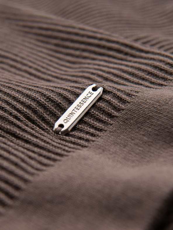 Ombre Clothing Moško pleteno majico z gumbi pri izrezu - sivo