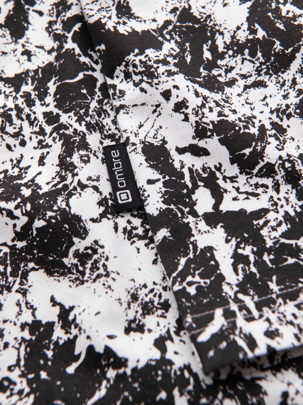 Ombre Clothing Moško vzorčasto bombažno majico s kratkimi rokavi - belo in črno