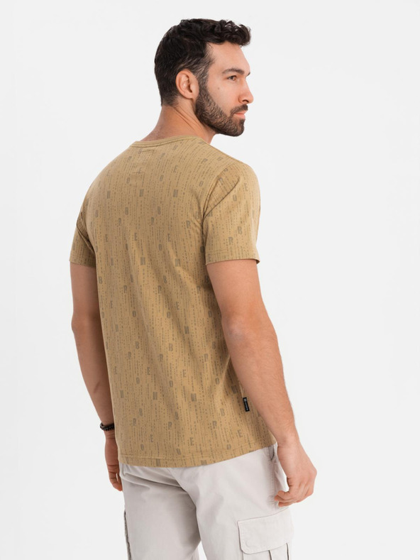 Ombre Clothing Bombažno majico s tiskom in okroglim izrezom - temno olivno zeleno