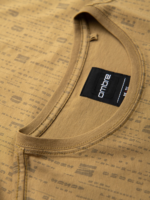 Ombre Clothing Bombažno majico s tiskom in okroglim izrezom - temno olivno zeleno