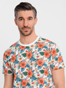 Ombre Clothing Moško bombažno majico s cvetličnim vzorcem in celostnim tiskom - belo
