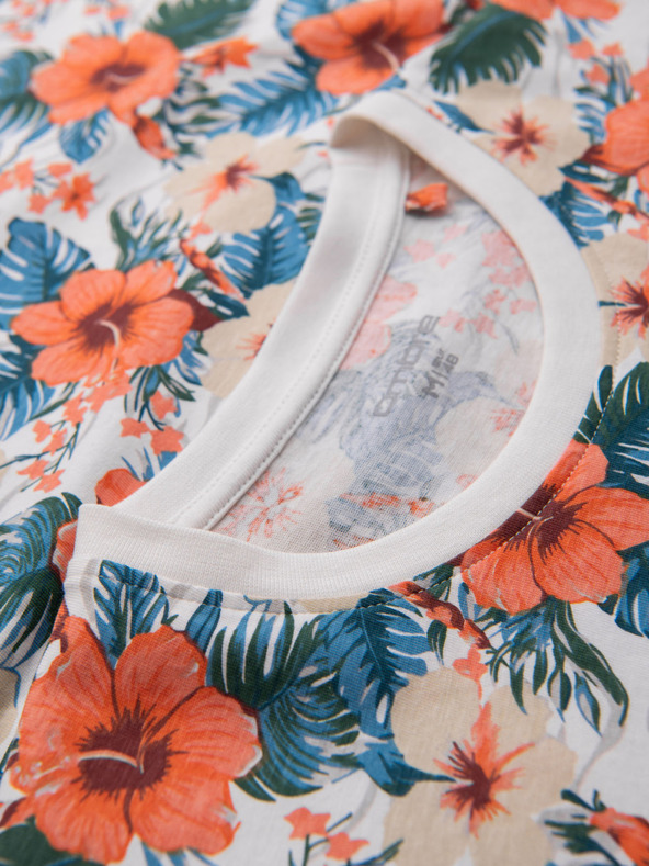 Ombre Clothing Moško bombažno majico s cvetličnim vzorcem in celostnim tiskom - belo