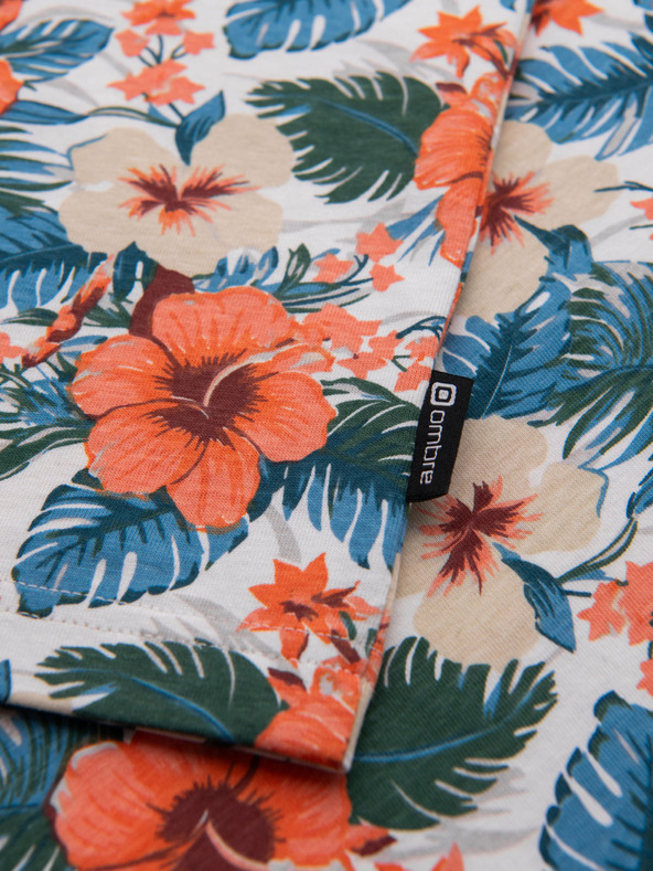 Ombre Clothing Moško bombažno majico s cvetličnim vzorcem in celostnim tiskom - belo