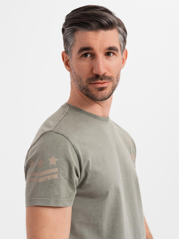 Ombre Clothing Bombažno majico s tiskom in okroglim izrezom - črno