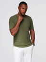 Ombre Clothing Moško strukturirano pleteno majico - olivno zeleno